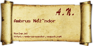 Ambrus Nándor névjegykártya
